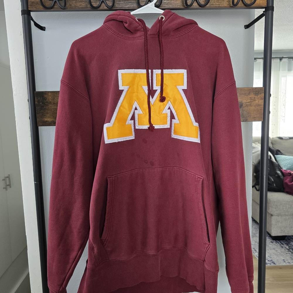 University Of Minnesota Maroon Hoodie with Gold 'M' Crest